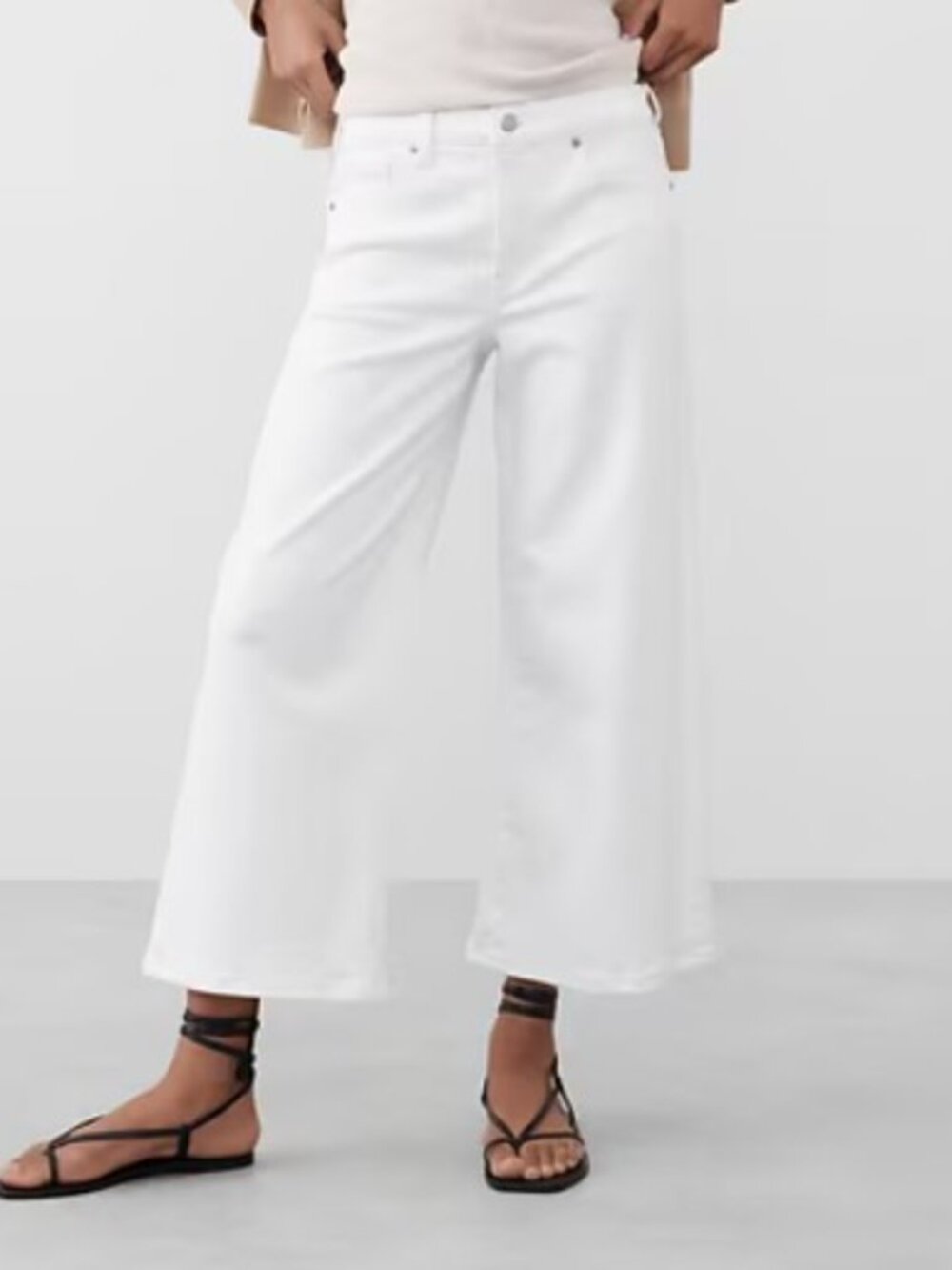 Banana Republic Wide Leg High Rise Cropped Jeans 31/12 White
